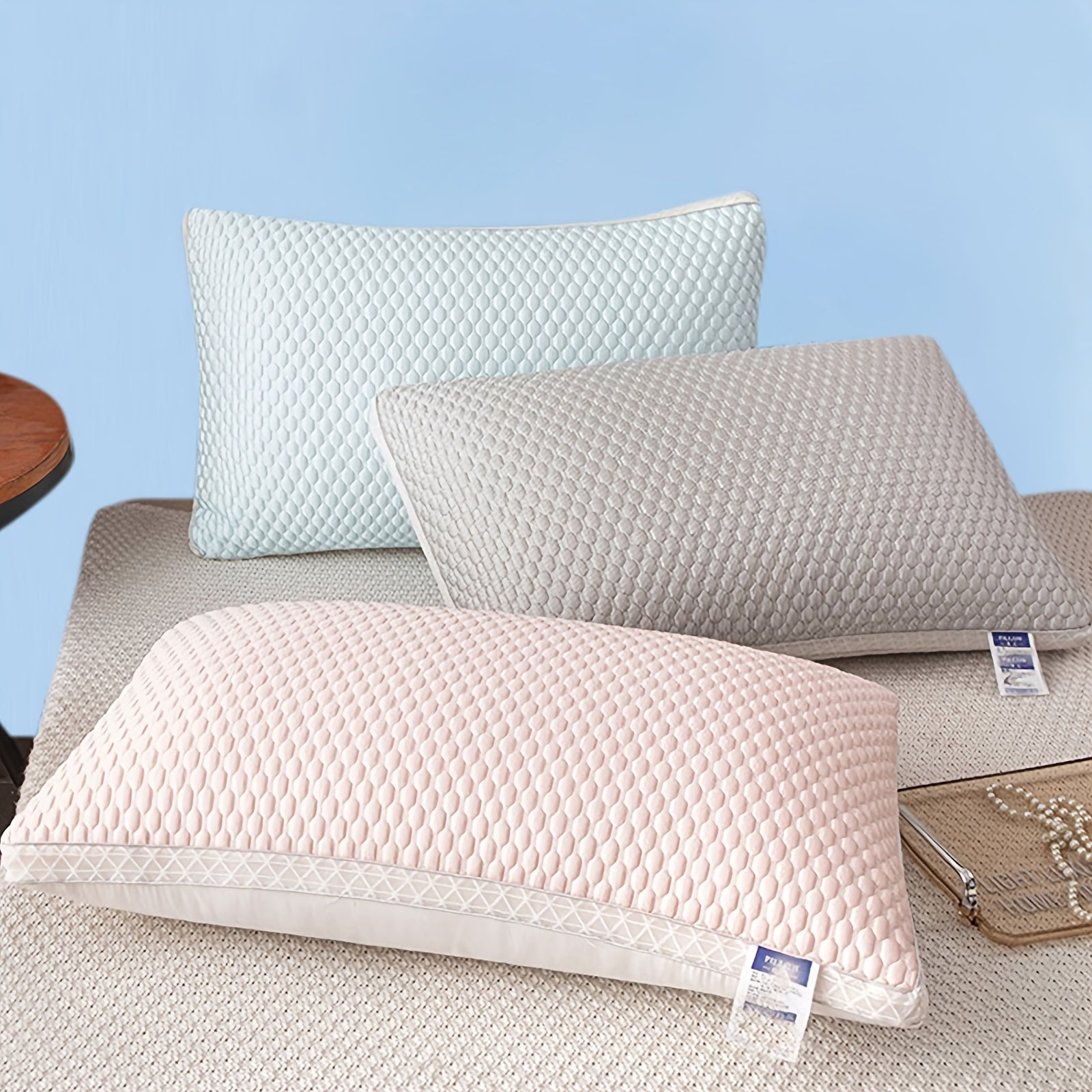 2pcs Pillow Core, Cervical Spine Protection, Promote Deep Sleep Pillow, Household Pillow, Moisture Absorption, Breathable, Bedding Pillow, Suitable for Living Room, Bedroom, Home Decoration