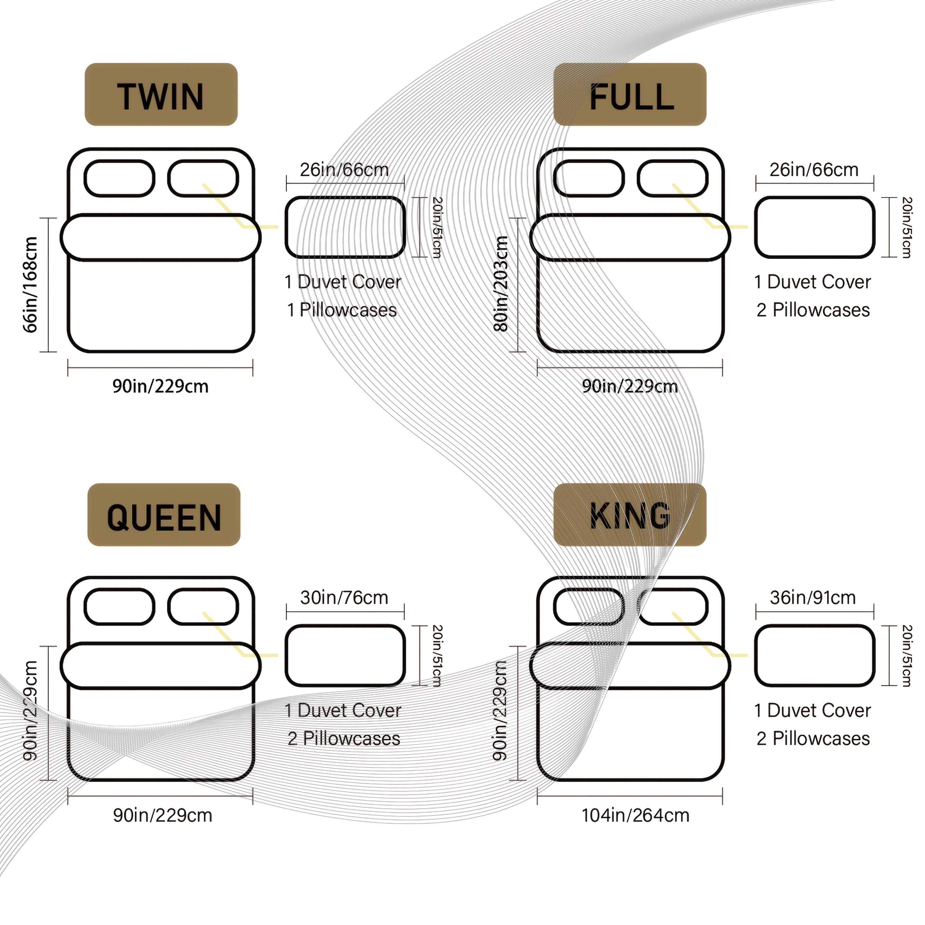 White Stripes | Twin\u002FQueen Size 68x90 | 3pcs Down Comforter Set Soft And Comfortable | Zipper Closure with Corner Ties Includes 1 Duvet Cover And 2 Pillowcases